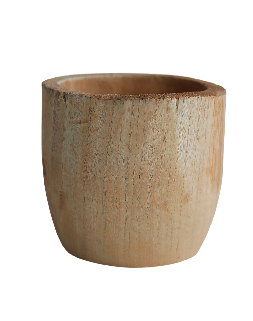 Short Compact Wood Vase
