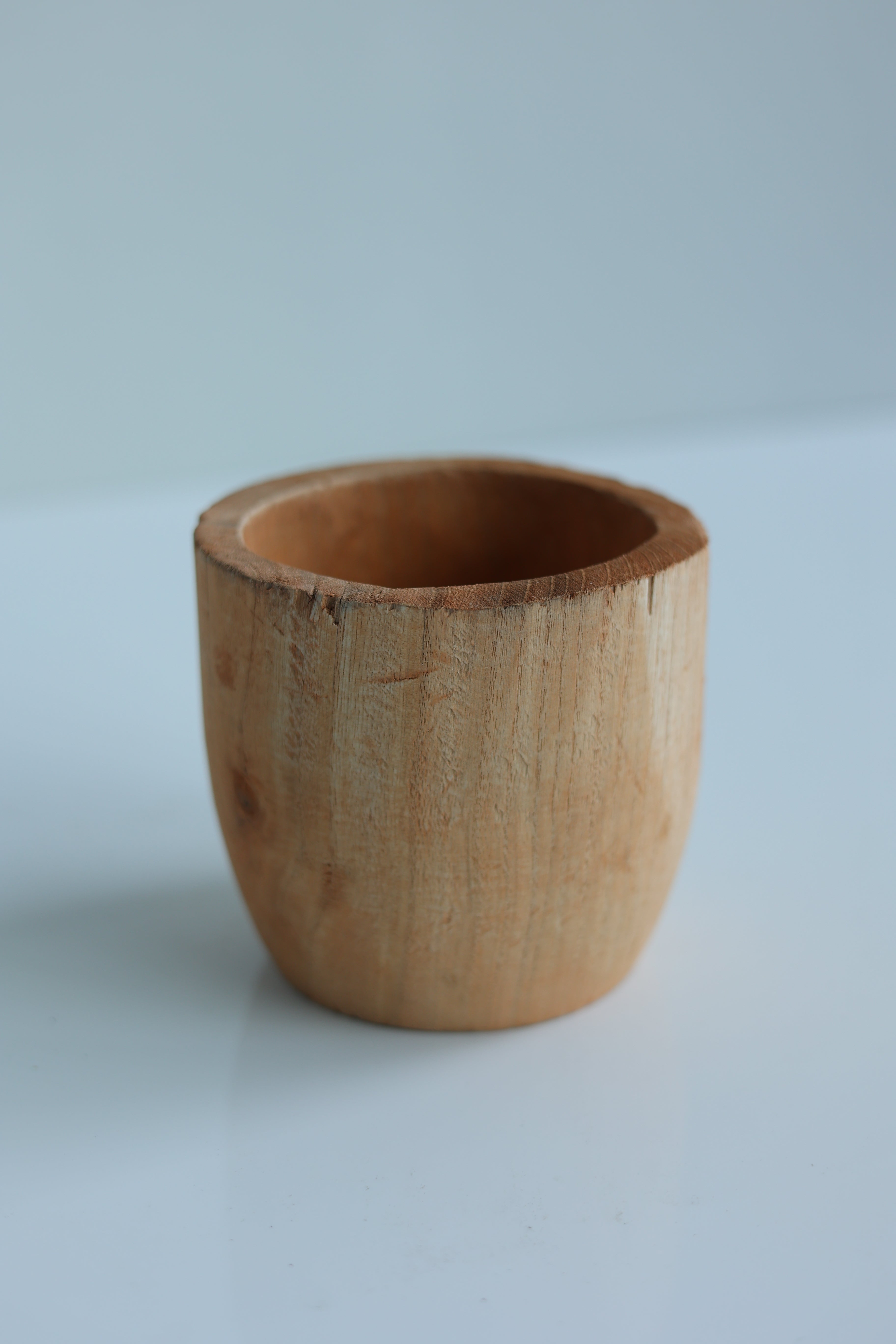 Short Compact Wood Vase