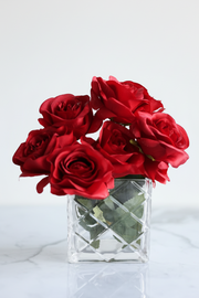 Cube Diamond Cut Vase Clear