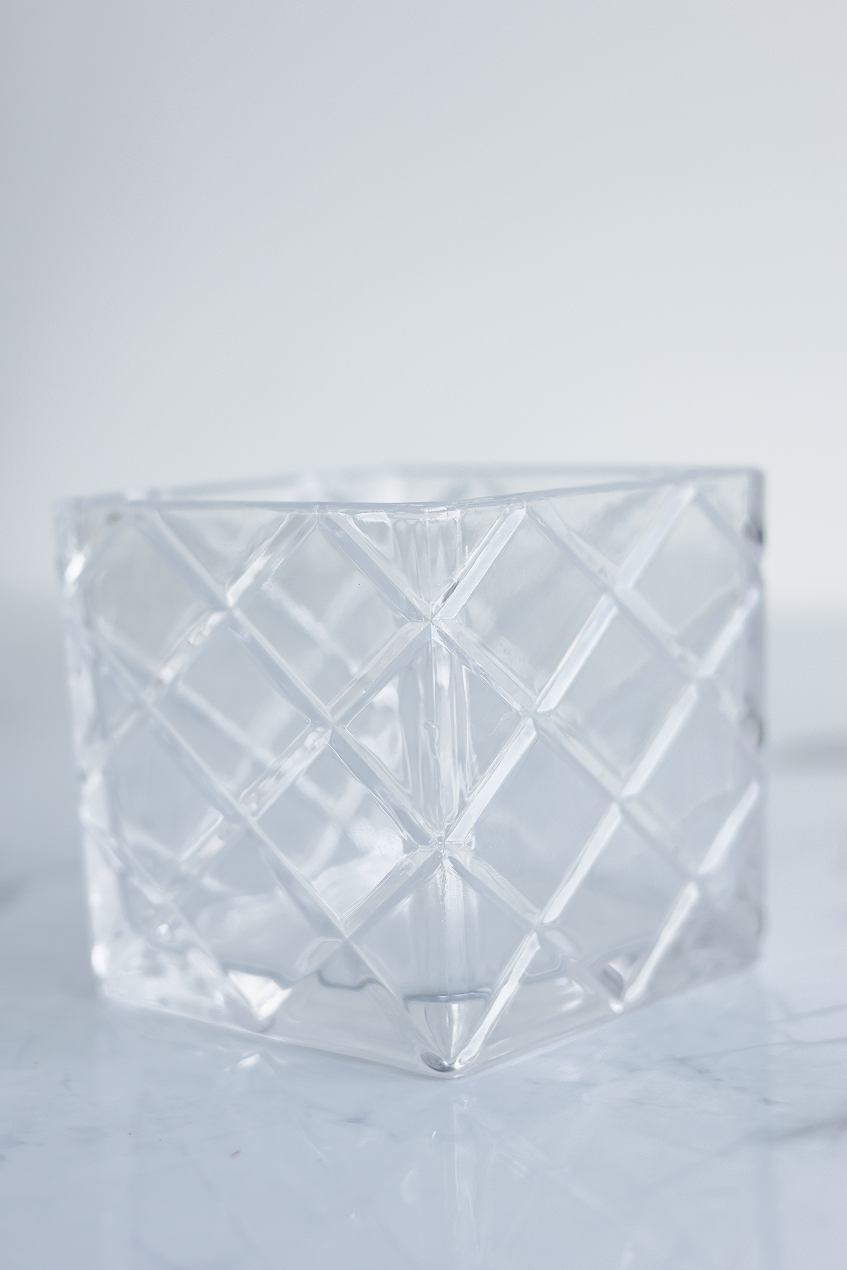 Cube Diamond Cut Vase Clear
