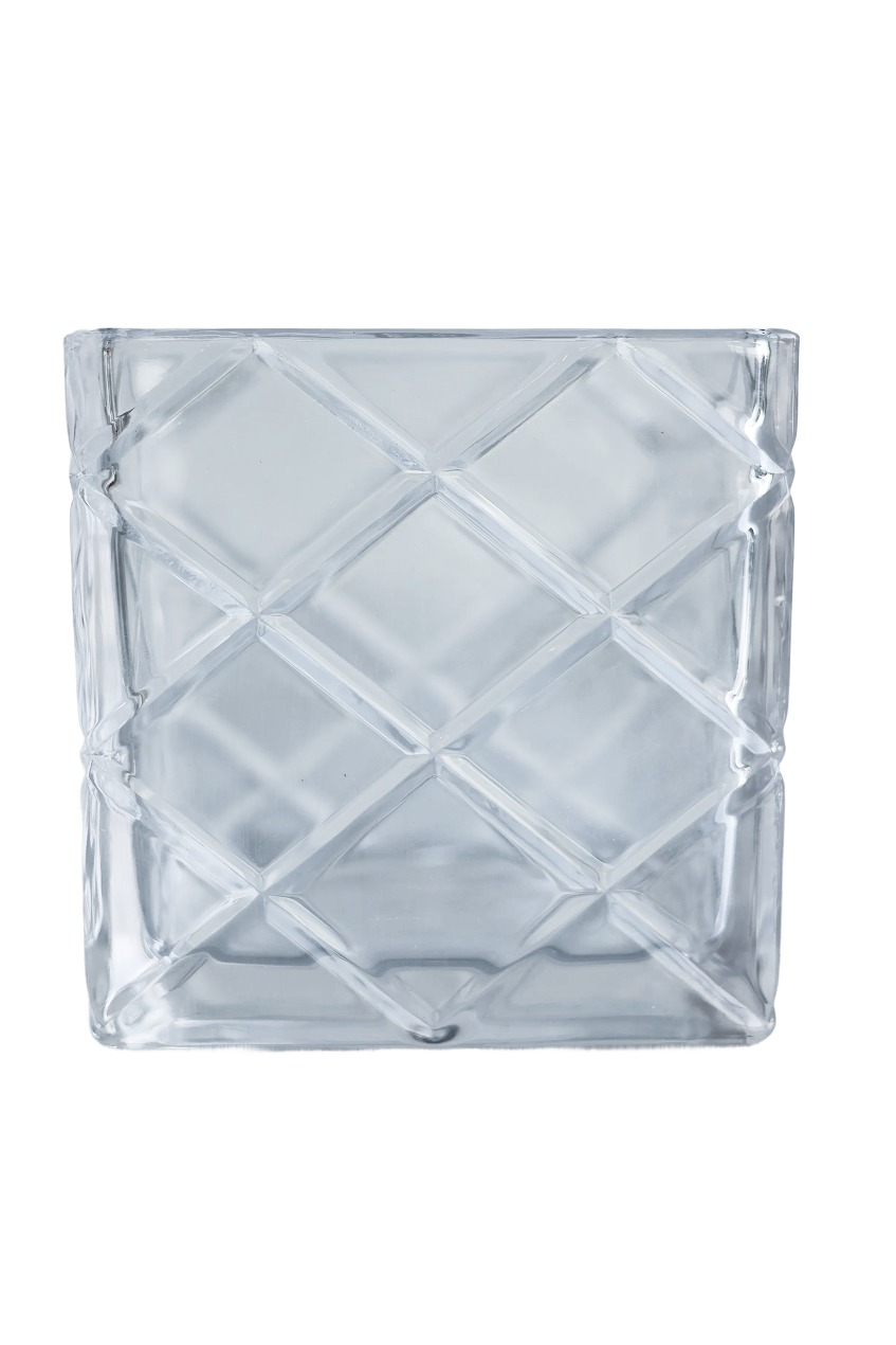 Cube Diamond Cut Vase Clear