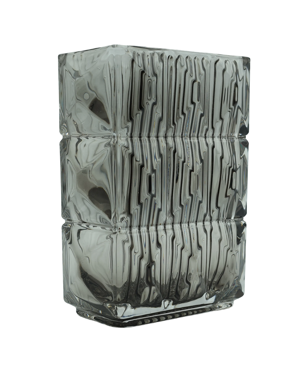 Ice Bark  Smoke Grey Crystal Vase