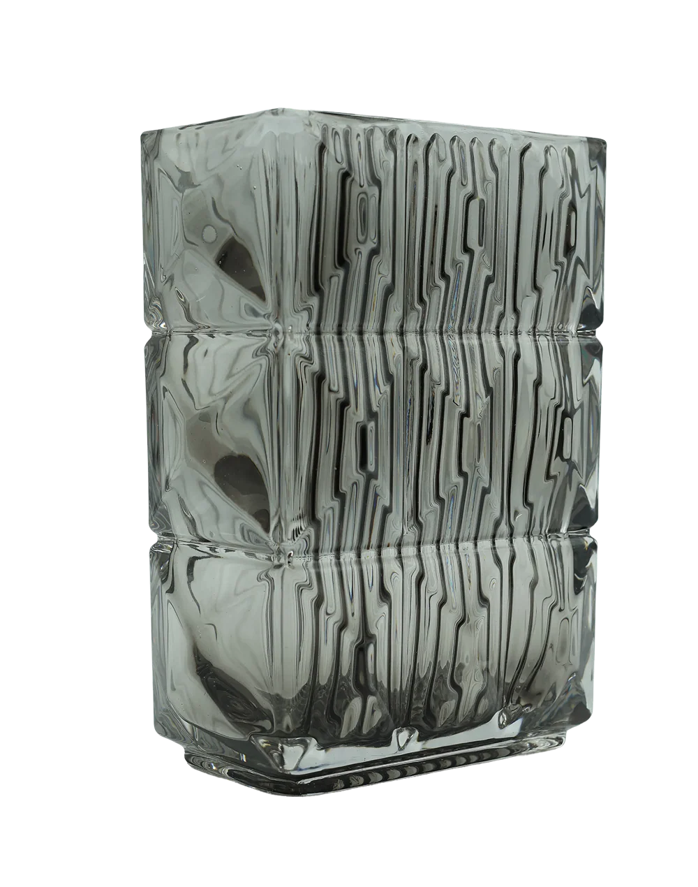 Ice Bark  Smoke Grey Crystal Vase