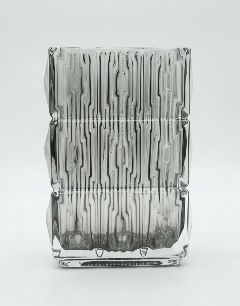 Ice Bark  Smoke Grey Crystal Vase