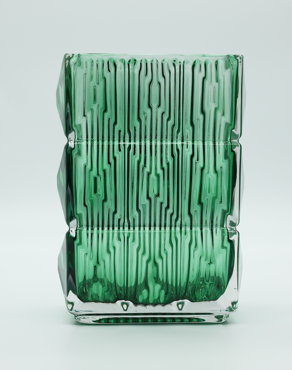 Ice Bark Prism  Emerald Crystal Vase