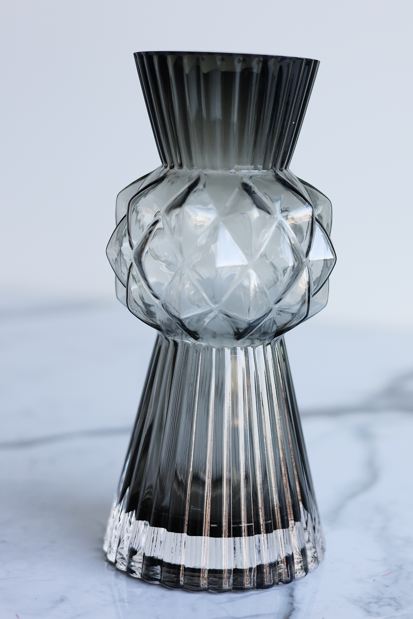 Smoke Grey Art Deco Vase Gray