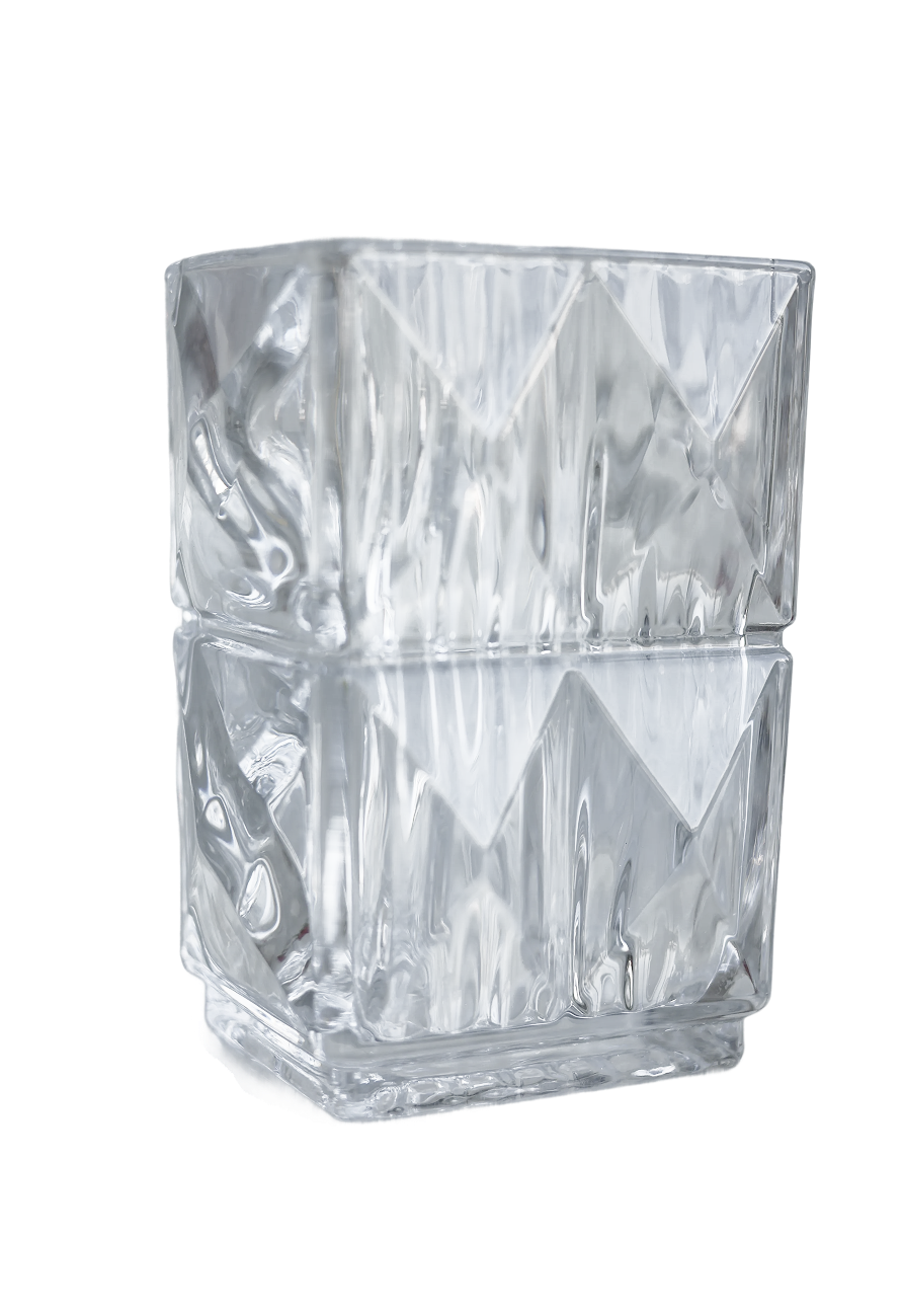 Clear Crystal Ice Bark Prism Vase Clear