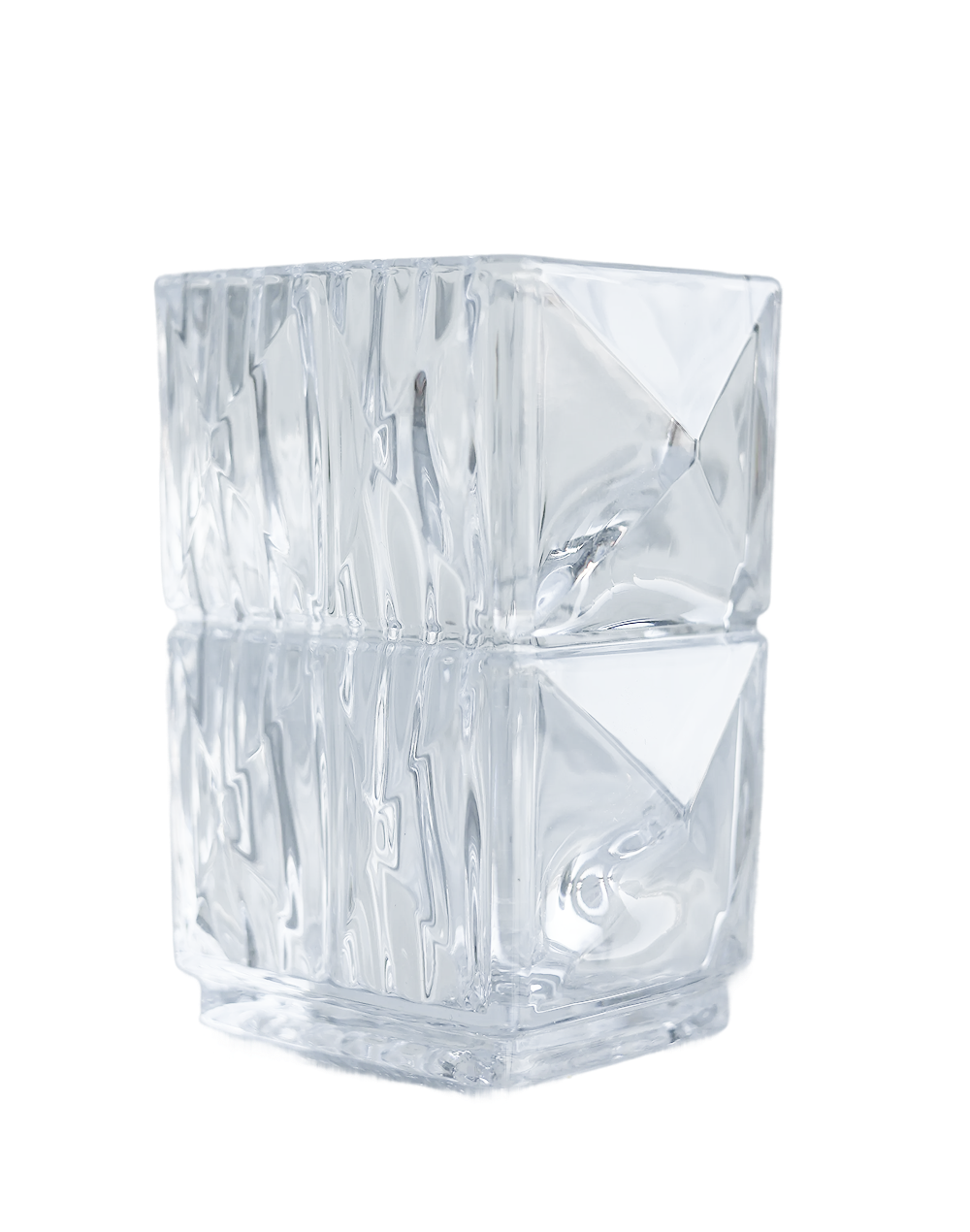 Clear Crystal Ice Bark Prism Vase Clear