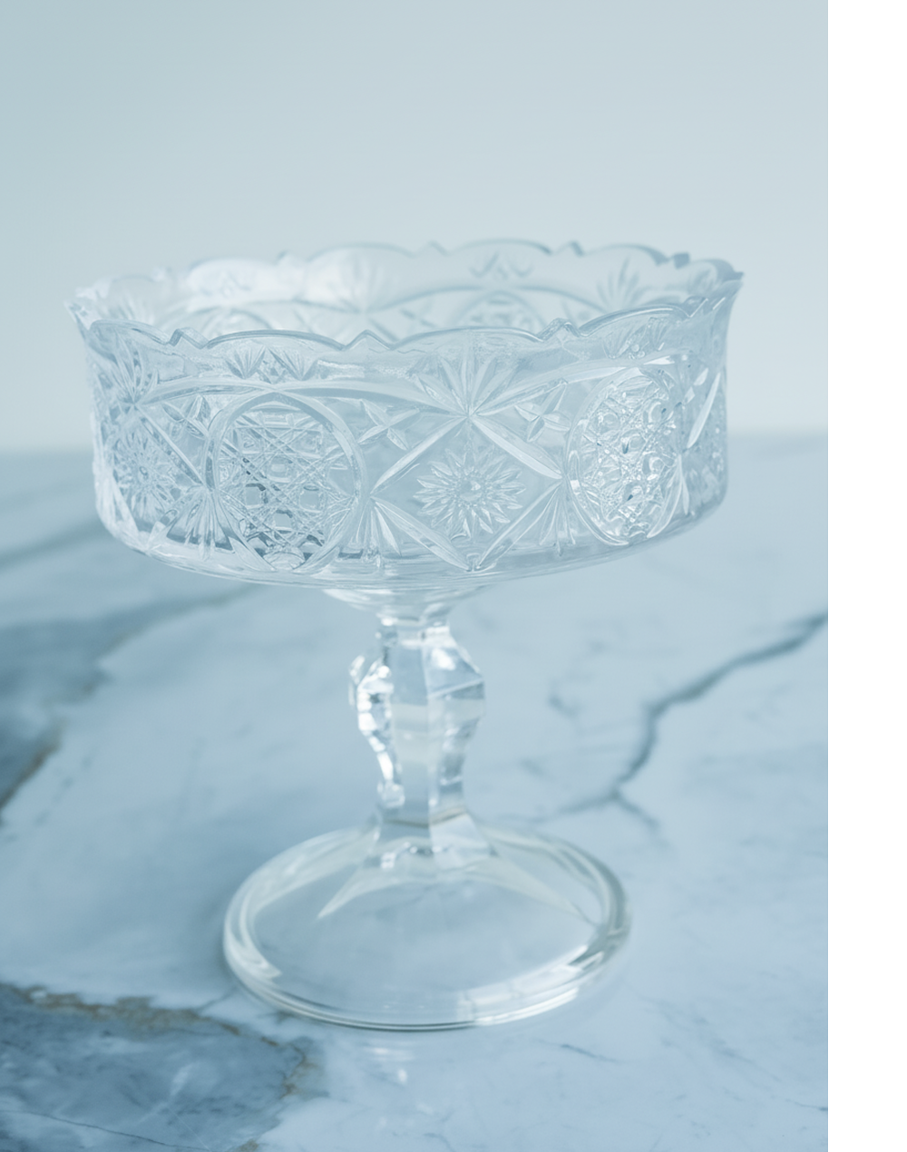 Vintage Cut Crystal Pedestal Bowl