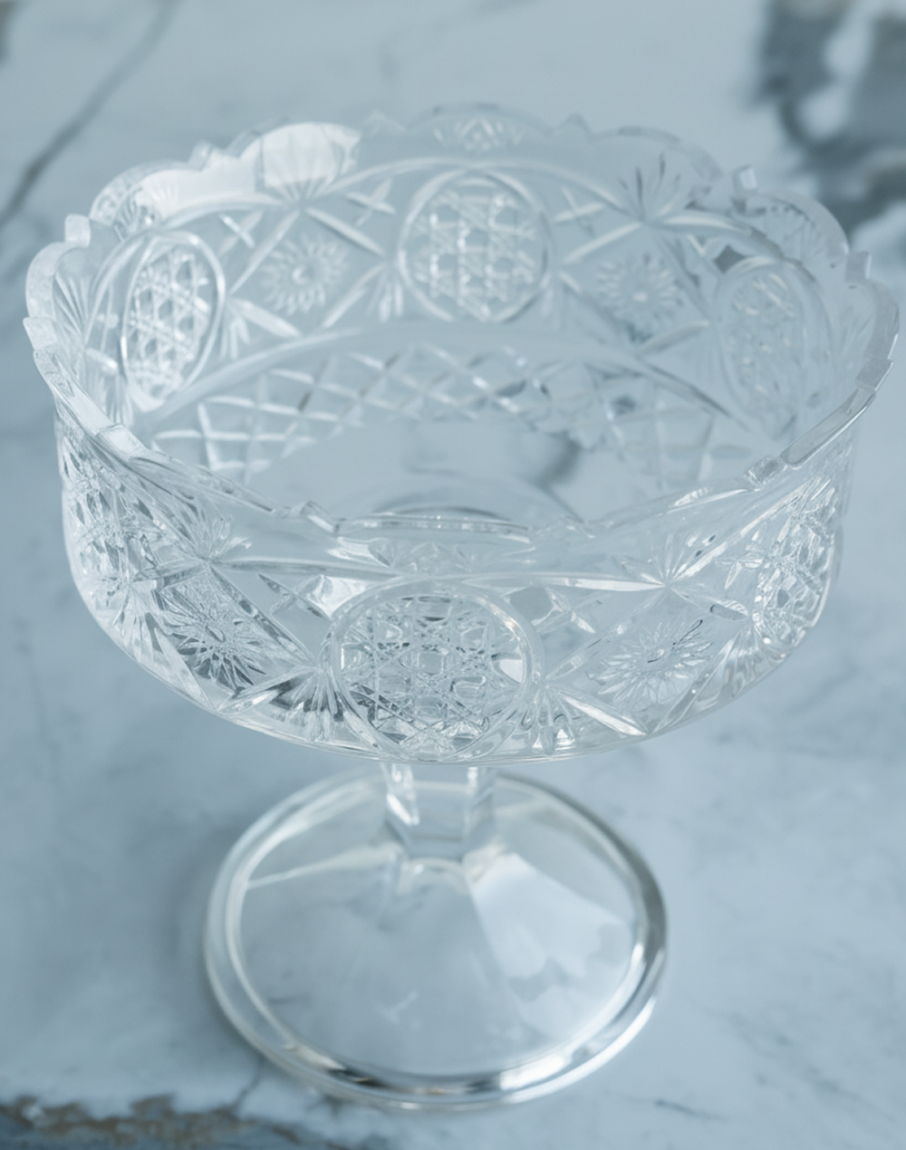 Vintage Cut Crystal Pedestal Bowl