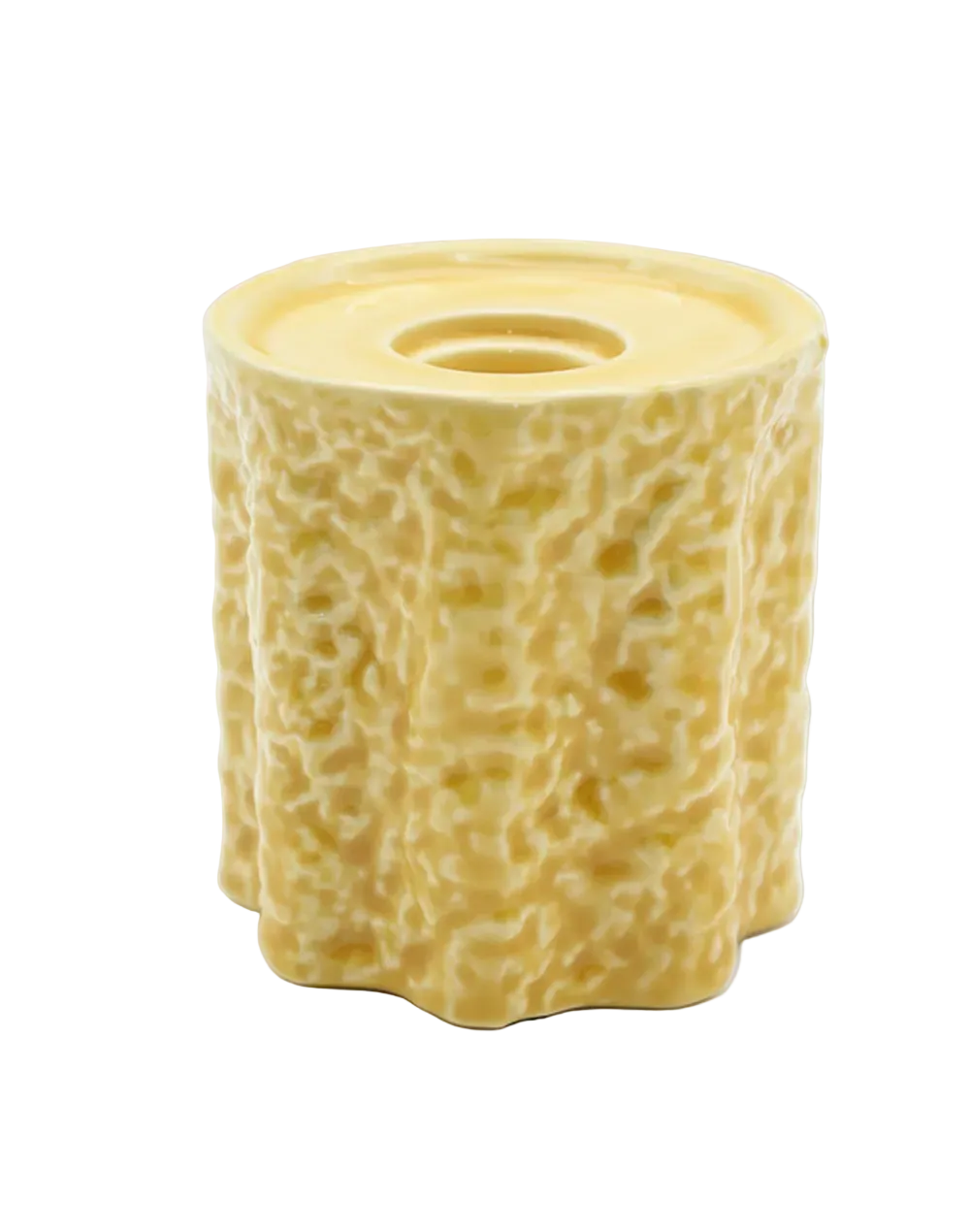 Yellow Ceramic Candle Holder Small Yellow