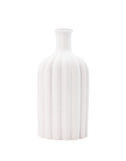 White Fluted Ceramic Vase White