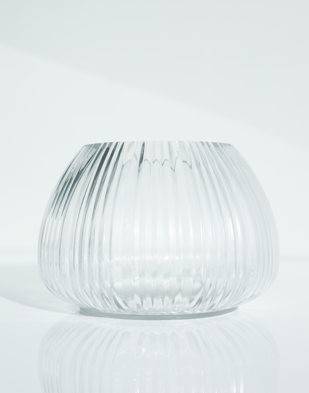 Ribbed Clear Melon Vase Clear