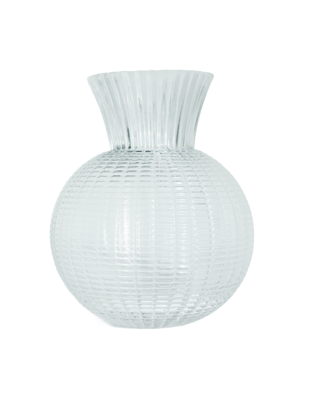 Clear Ribbed Globe Vase