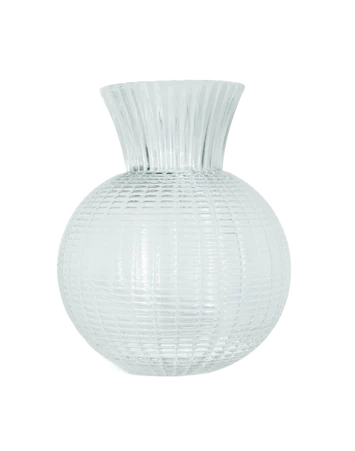 Clear Ribbed Globe Vase