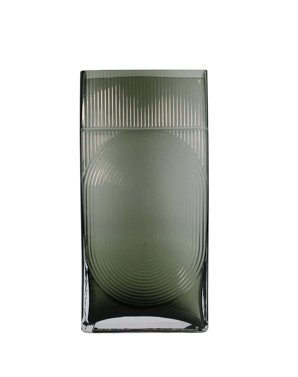 Ribbed Gray Glass Vase