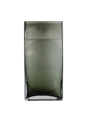 Ribbed Gray Glass Vase