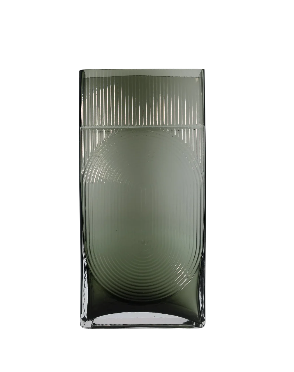 Ribbed Gray Glass Vase
