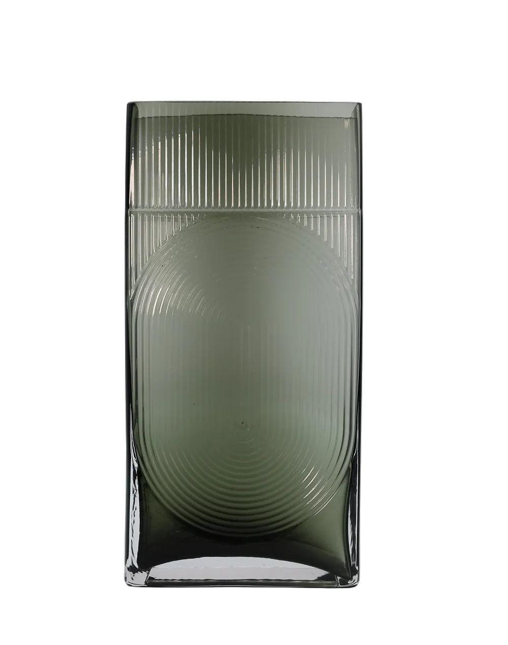 Ribbed Gray Glass Vase