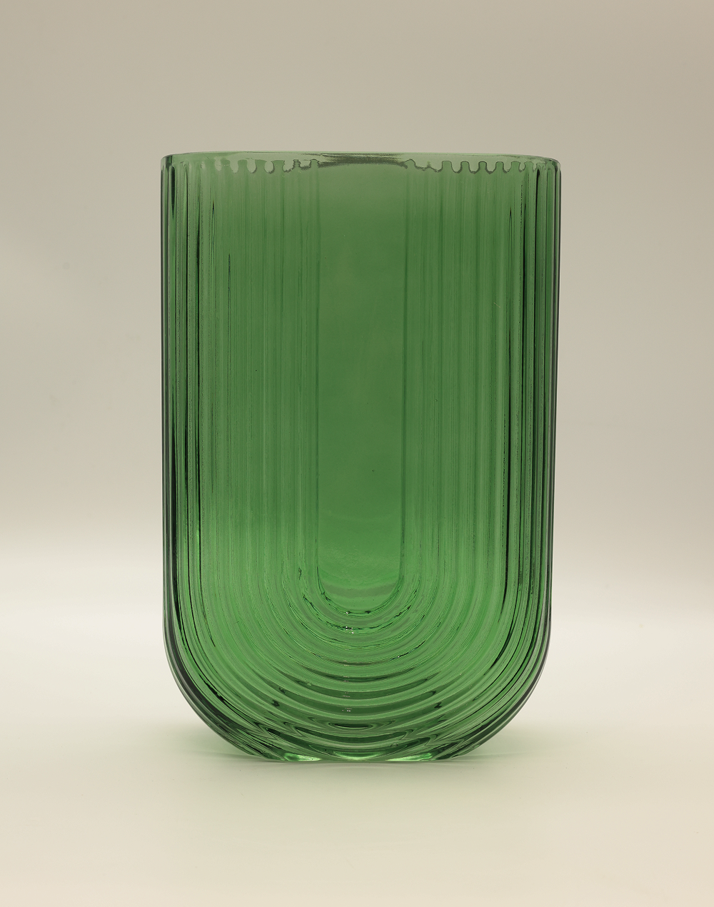 Emerald Fluted U-Shaped Vase