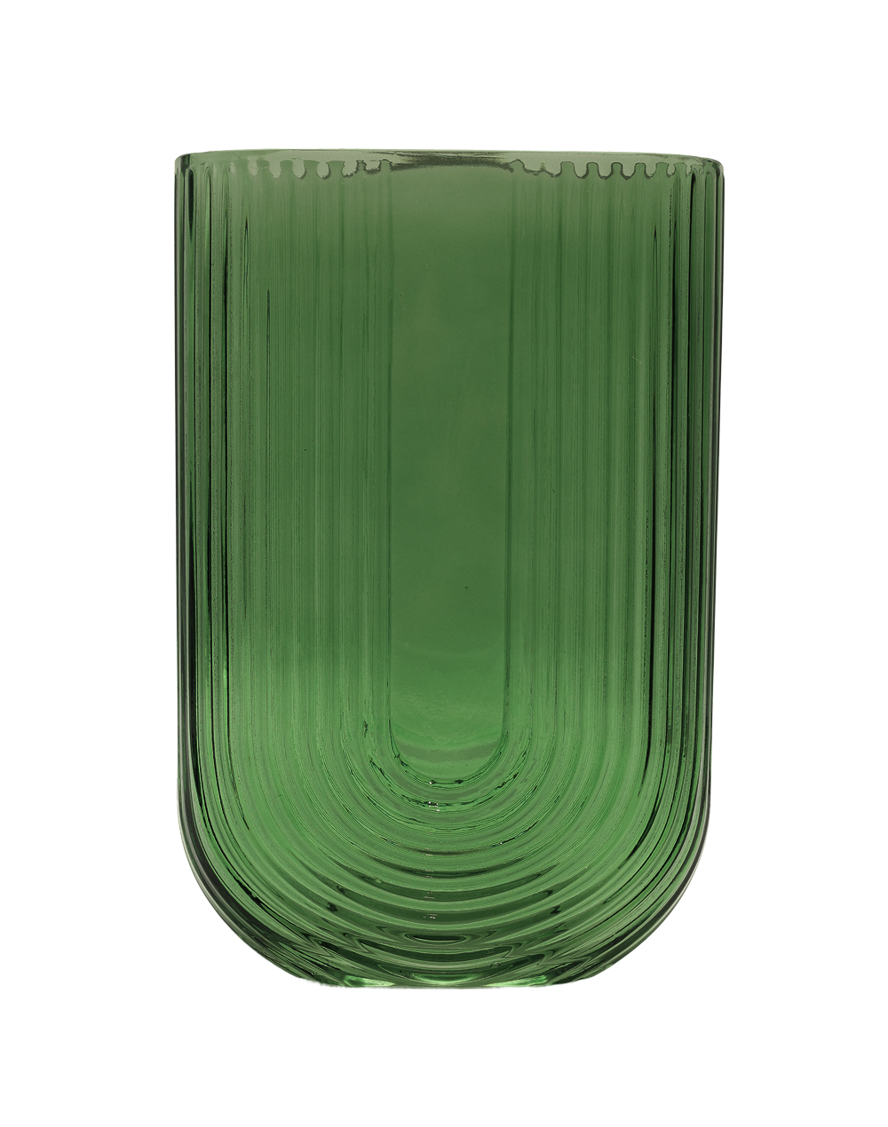 Emerald Fluted U-Shaped Vase