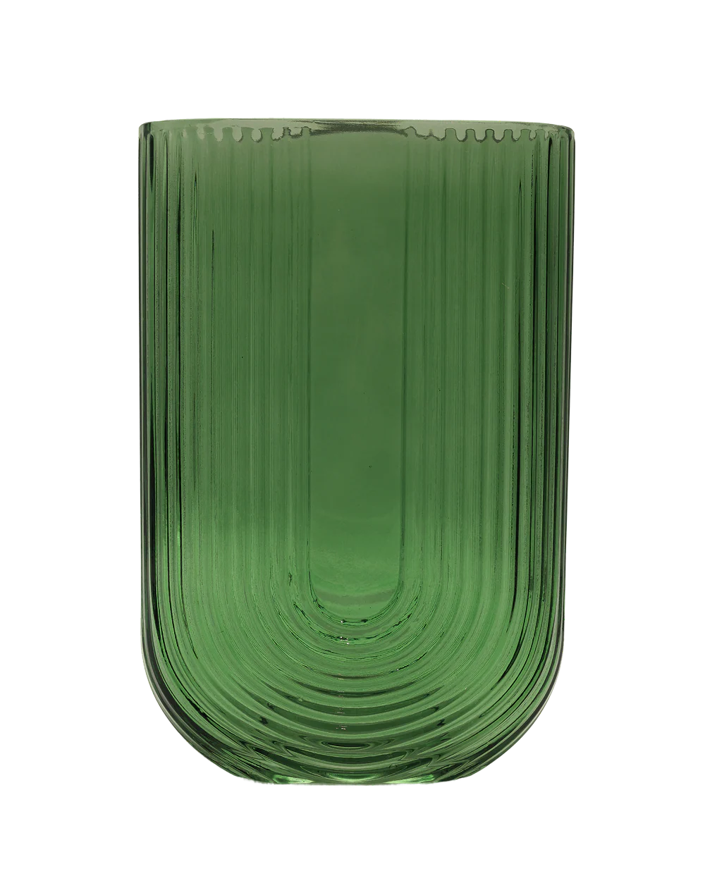 Emerald Fluted U-Shaped Vase