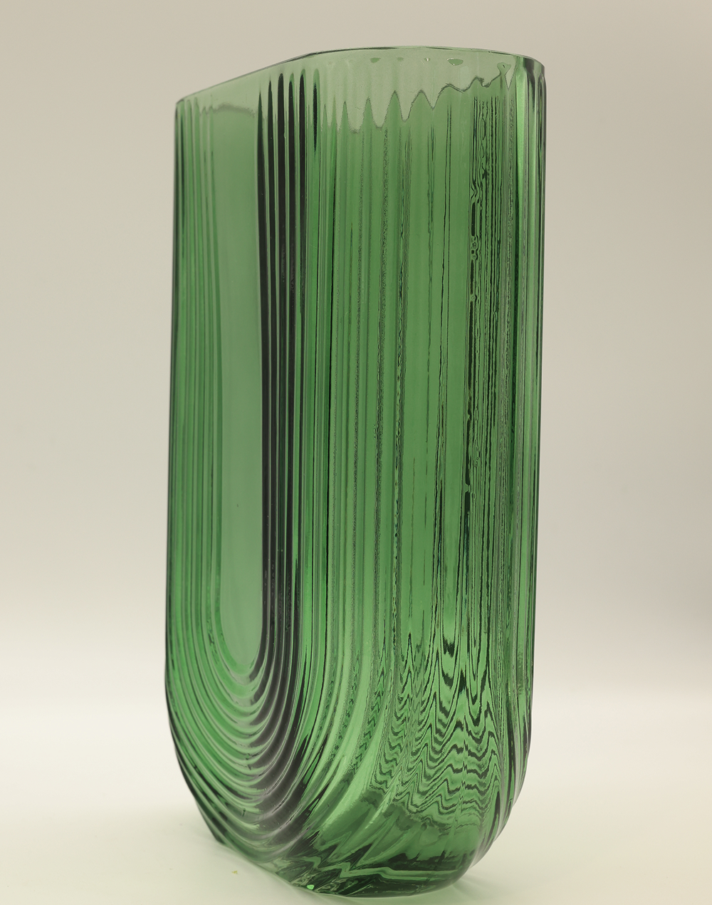 Emerald Fluted U-Shaped Vase