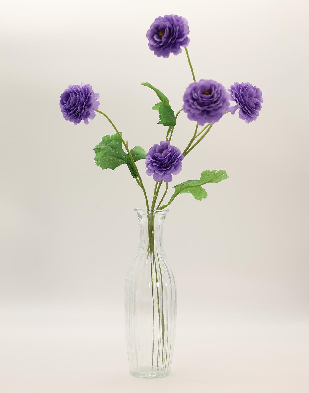 Ribbed Skinny Bottle Vase Clear