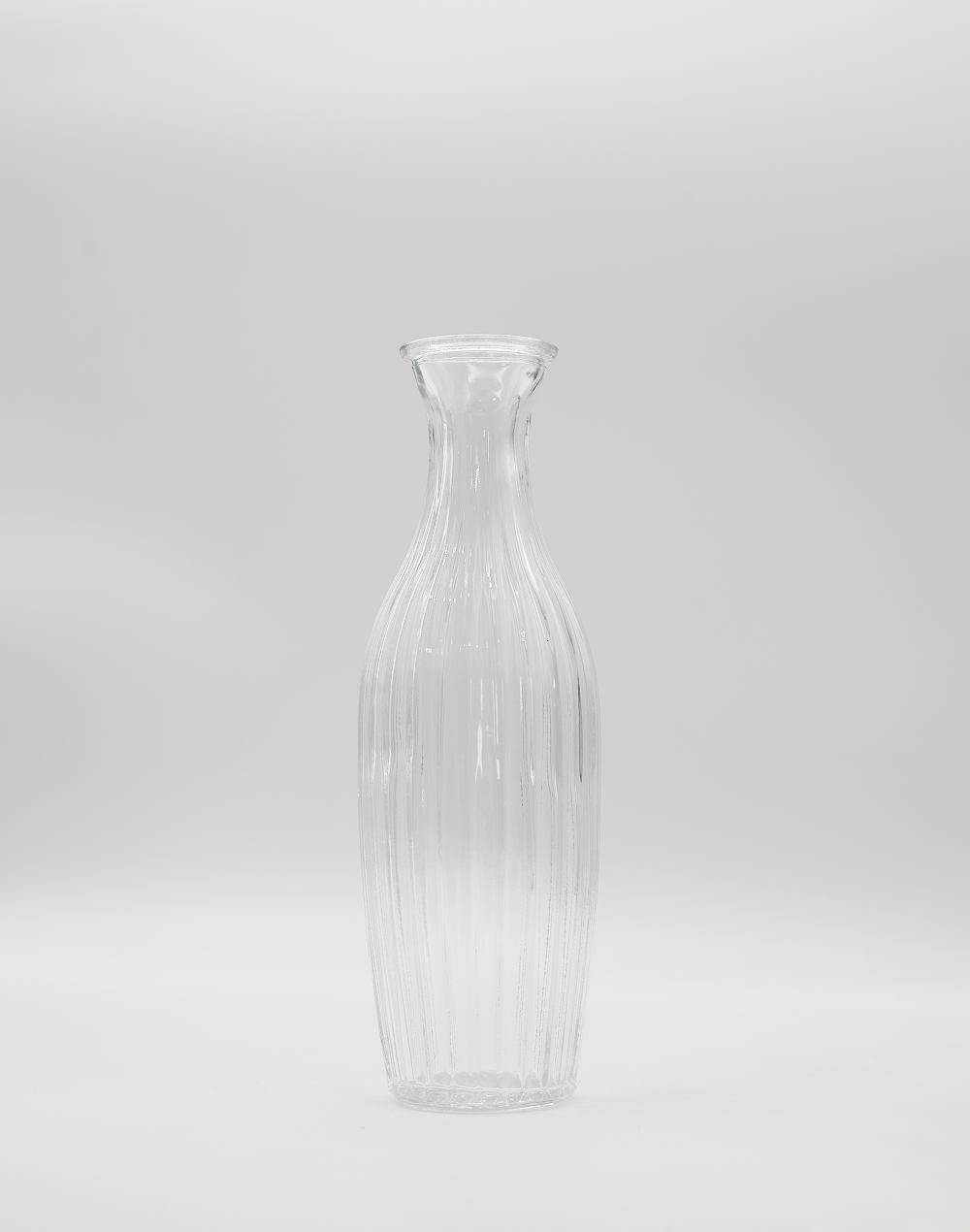 Ribbed Skinny Bottle Vase Clear
