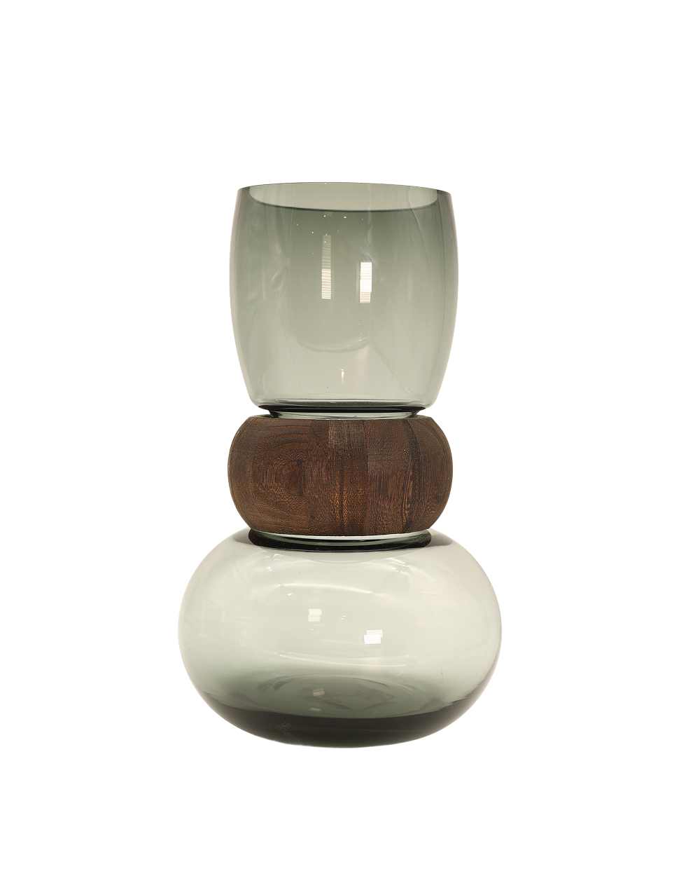 Smoke Hourglass Vase Short Gray