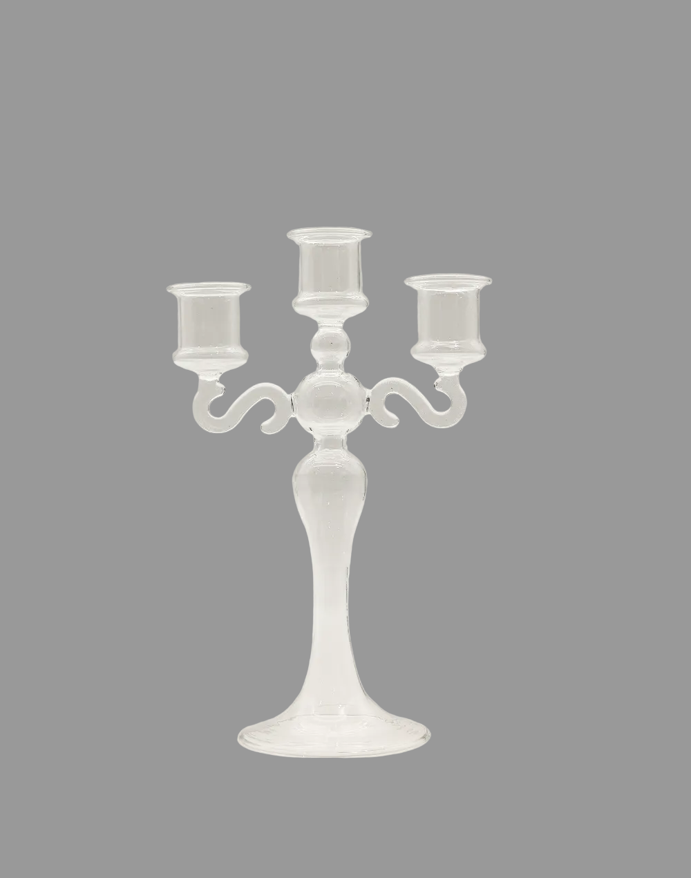 Clear 3-Arm Glass Candelabra