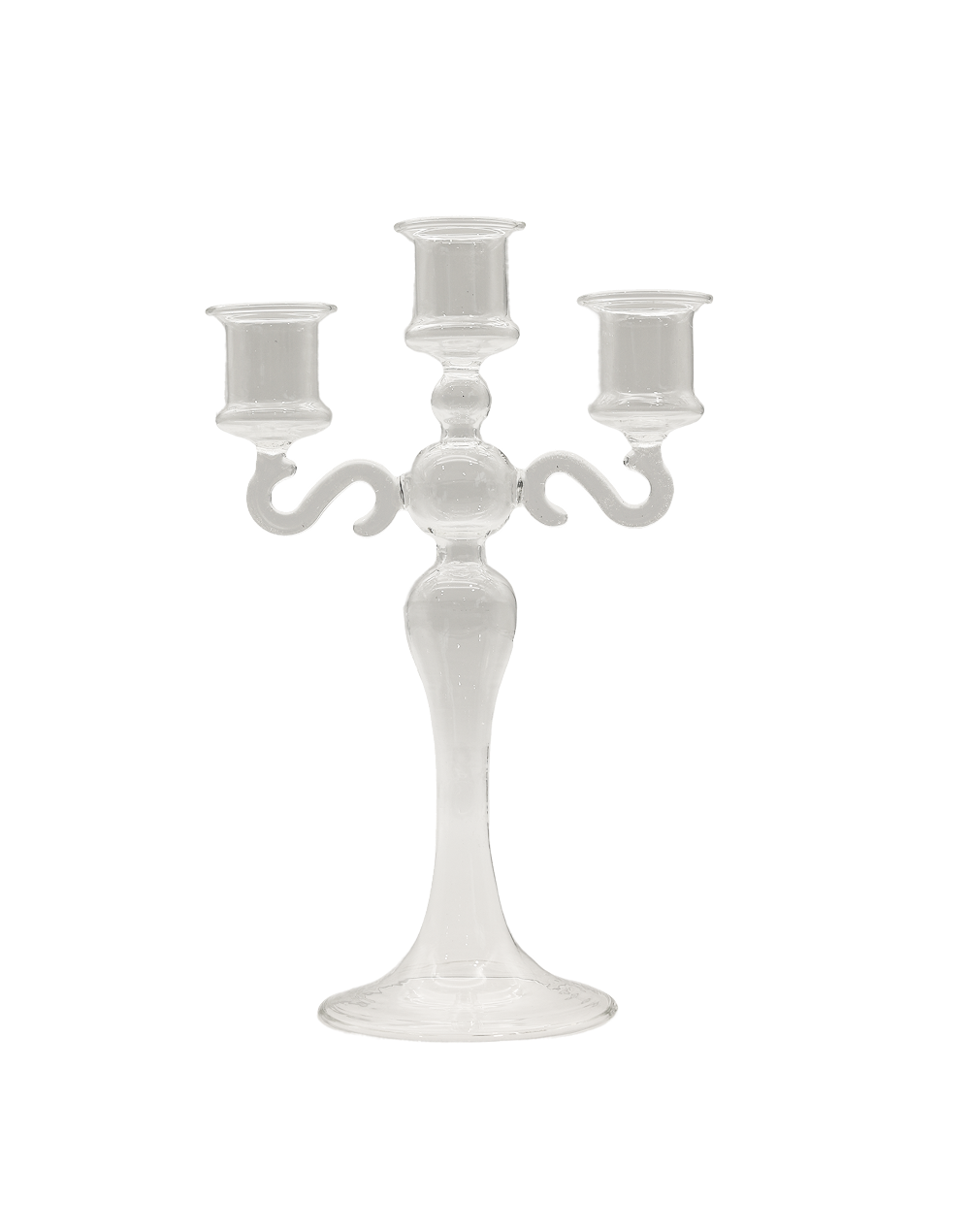 Clear 3-Arm Glass Candelabra