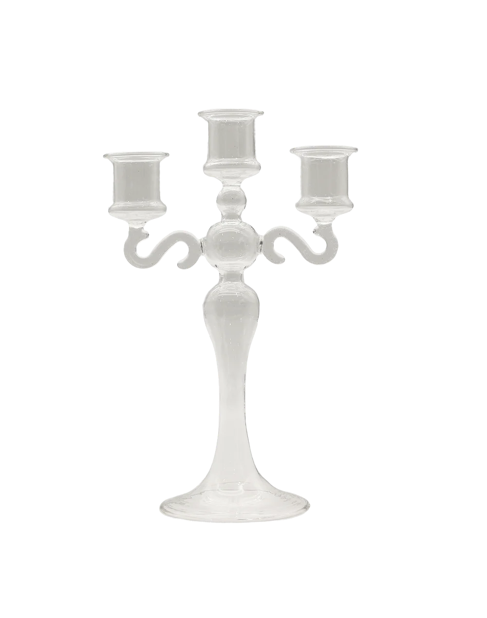 Clear 3-Arm Glass Candelabra