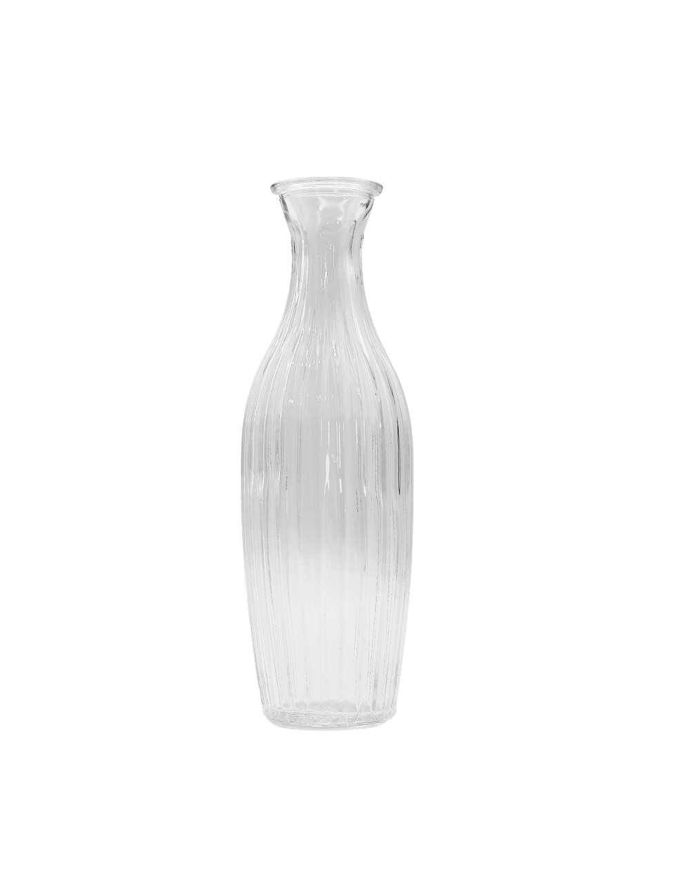 Ribbed Skinny Bottle Vase Clear