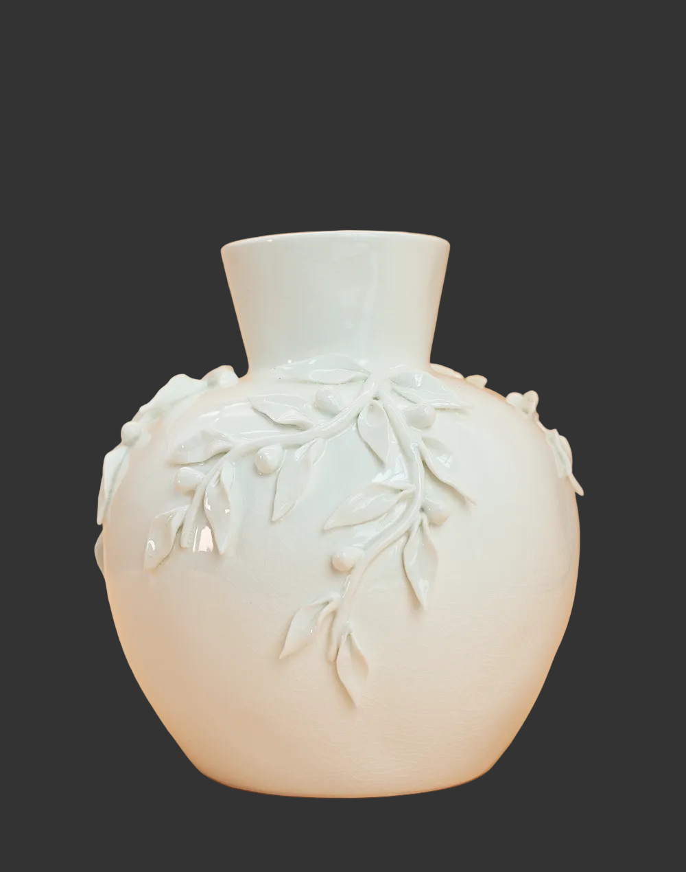 Laurel Neck Vase White
