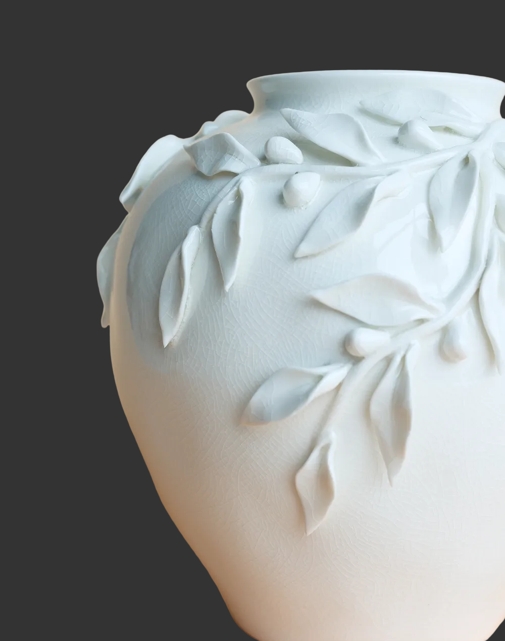 Laurel Neck Vase White