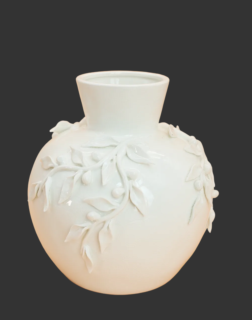 Laurel Neck Vase White