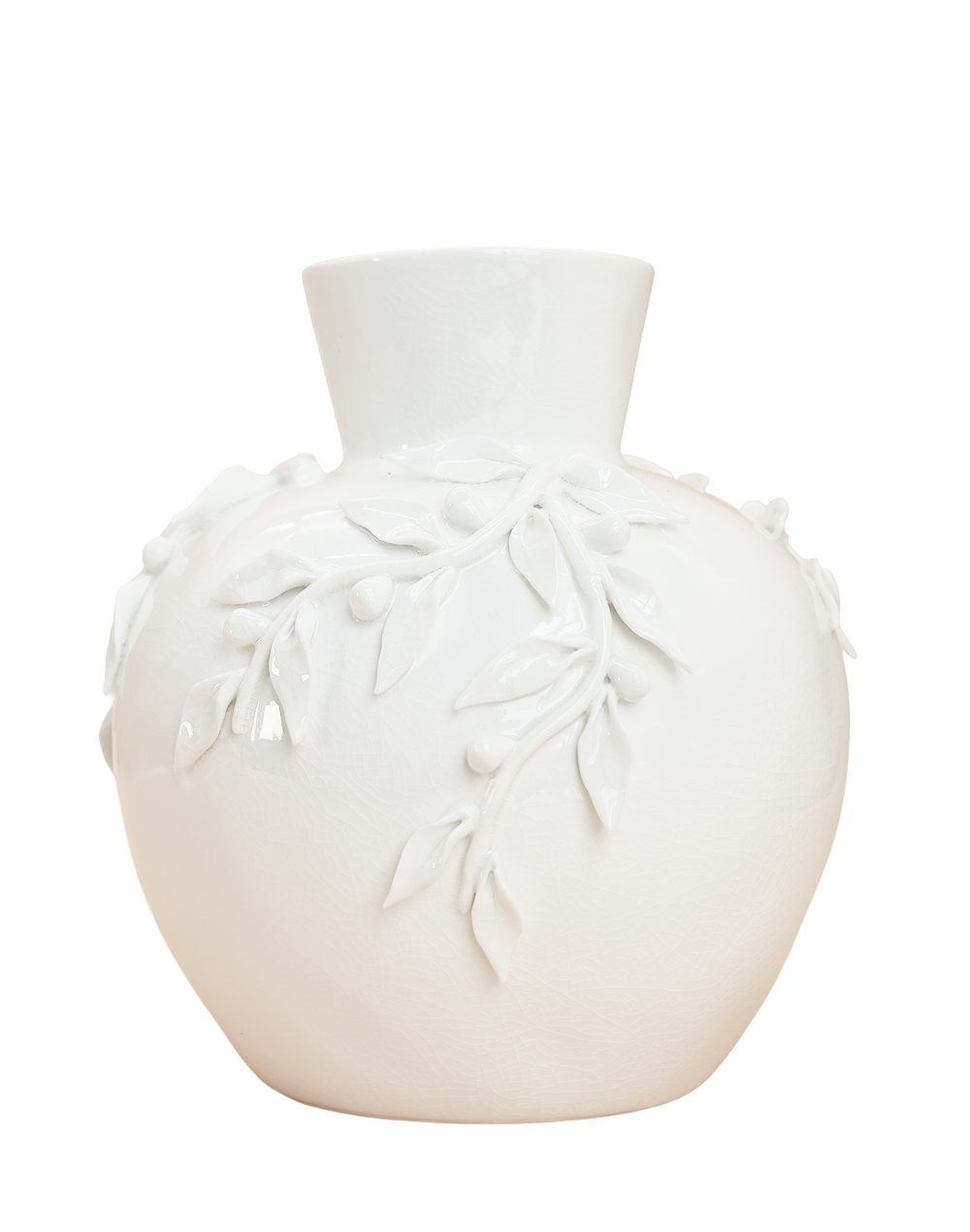 Laurel Neck Vase White