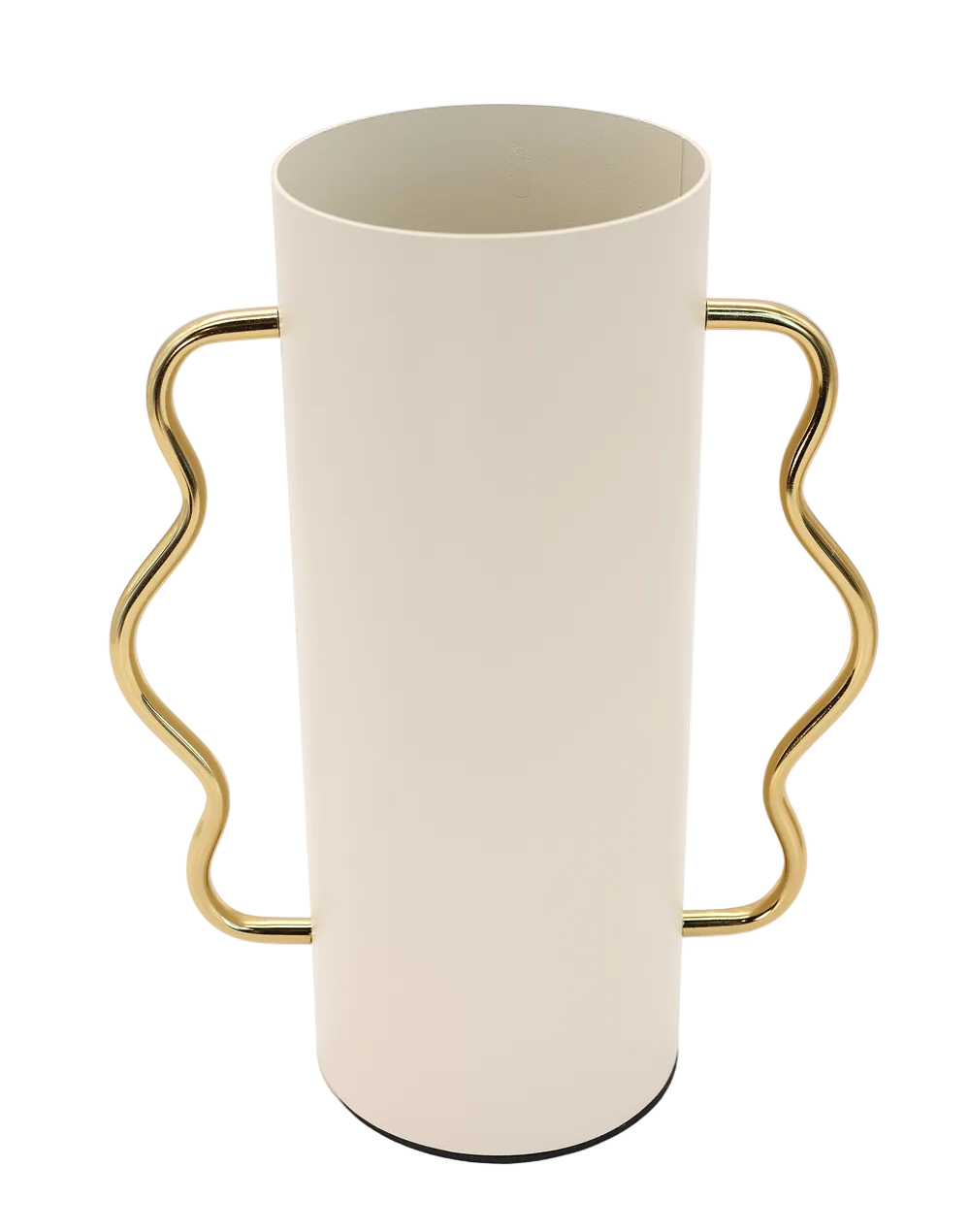White Serpentine Tall  Metal Vase White