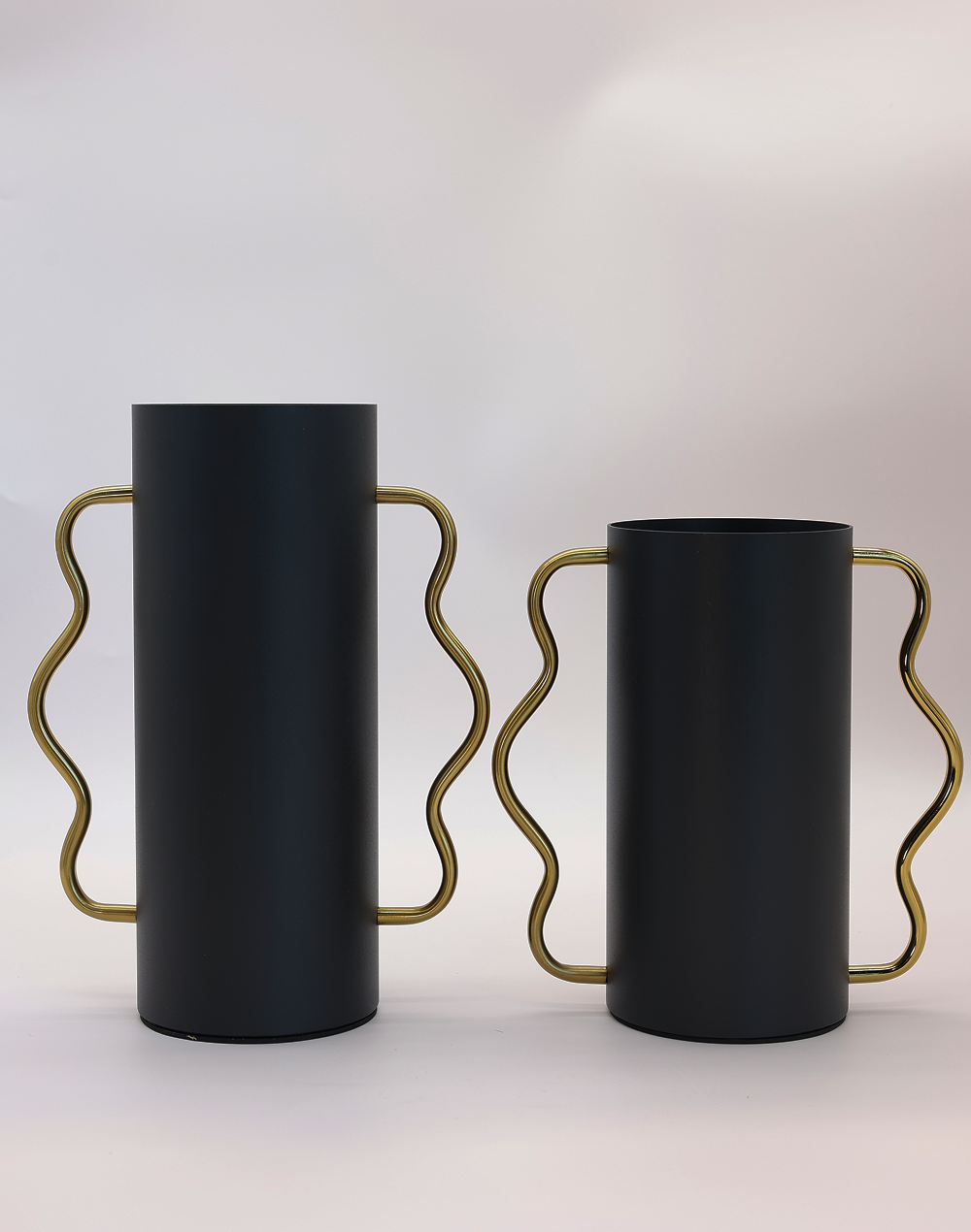 Noir Serpentine Tall  Metal Vase