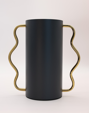 Noir Serpentine Metal Vase Black