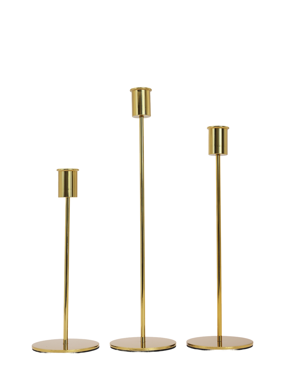 Sovereign Gold Taper Candle Holders  Set of 3