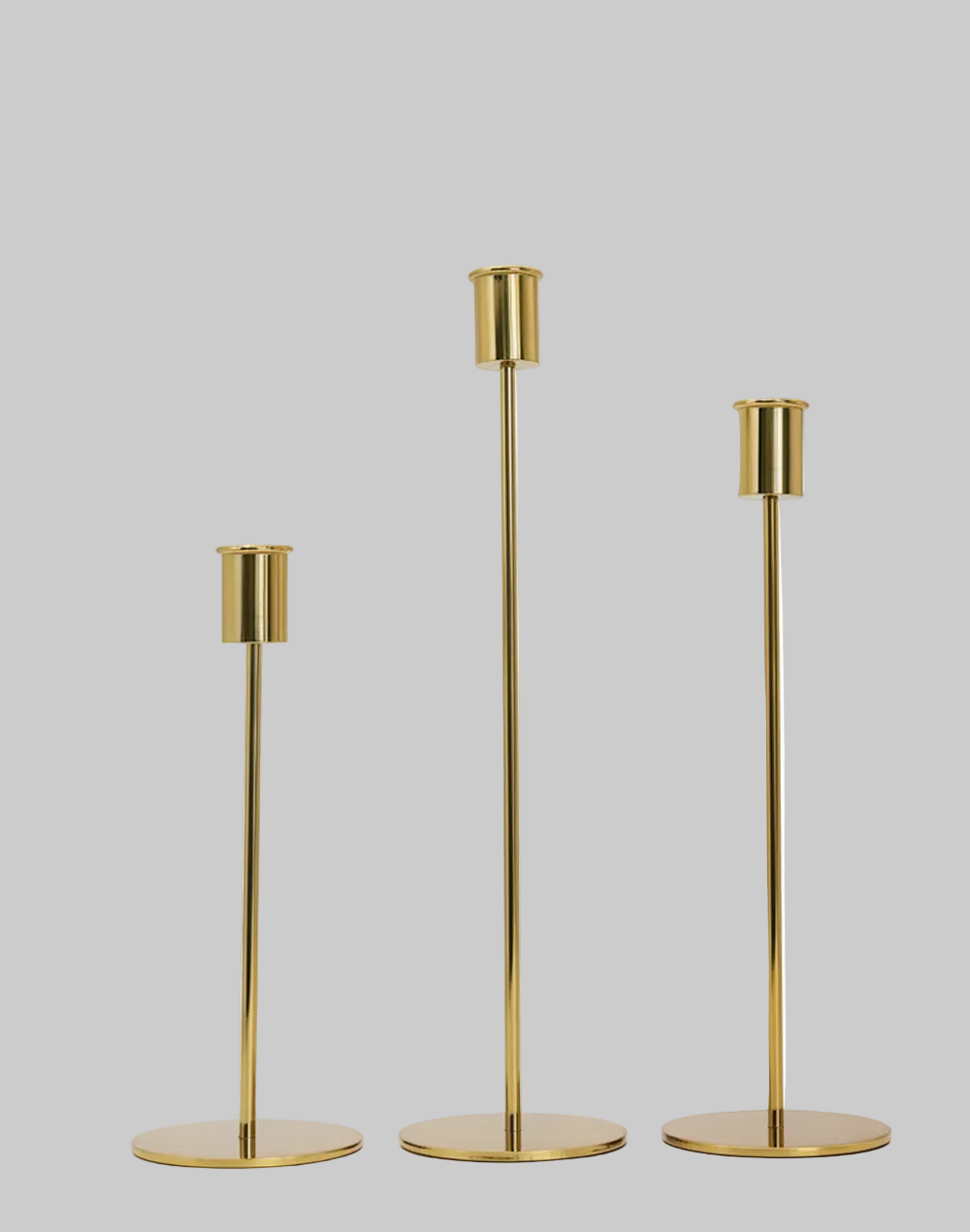 Sovereign Gold Taper Candle Holders  Set of 3