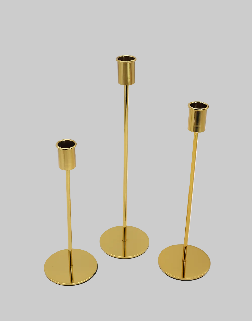 Sovereign Gold Taper Candle Holders  Set of 3