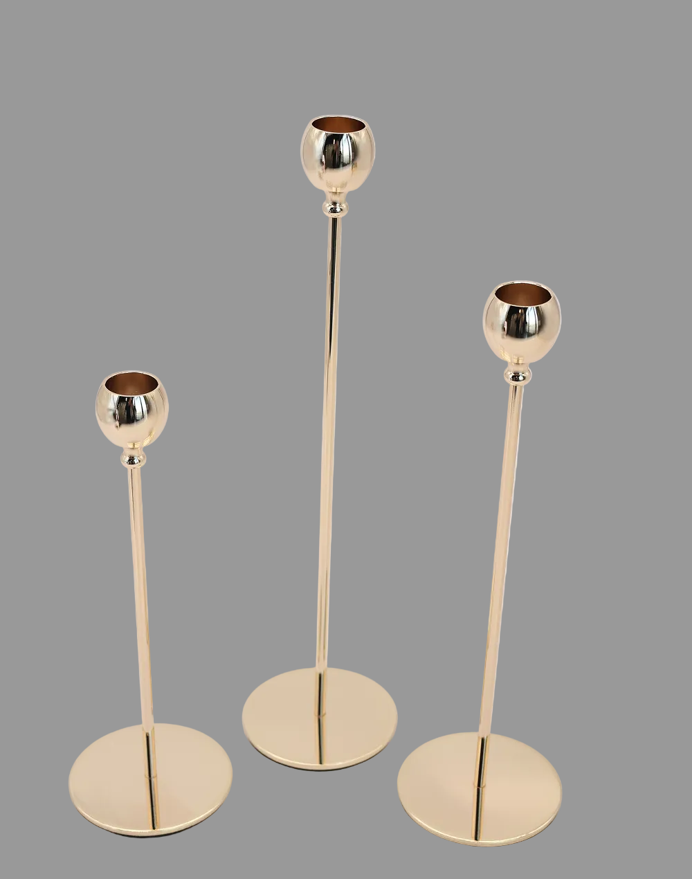 Auric Stem Taper Candle Holders - Set of 3