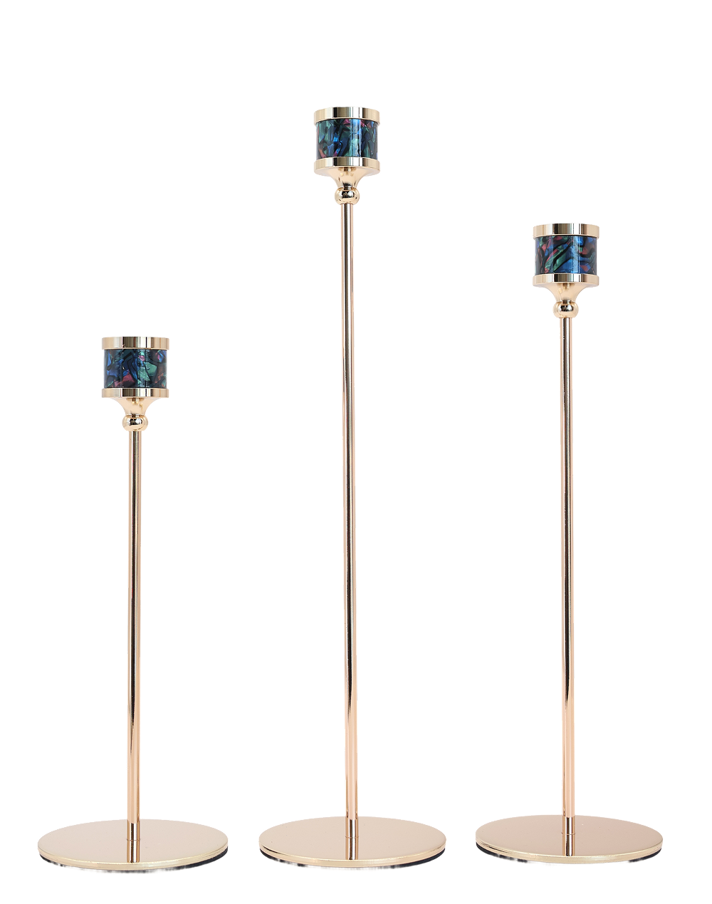 Noir Luxe Gold Taper Candle Holders - Set of 3