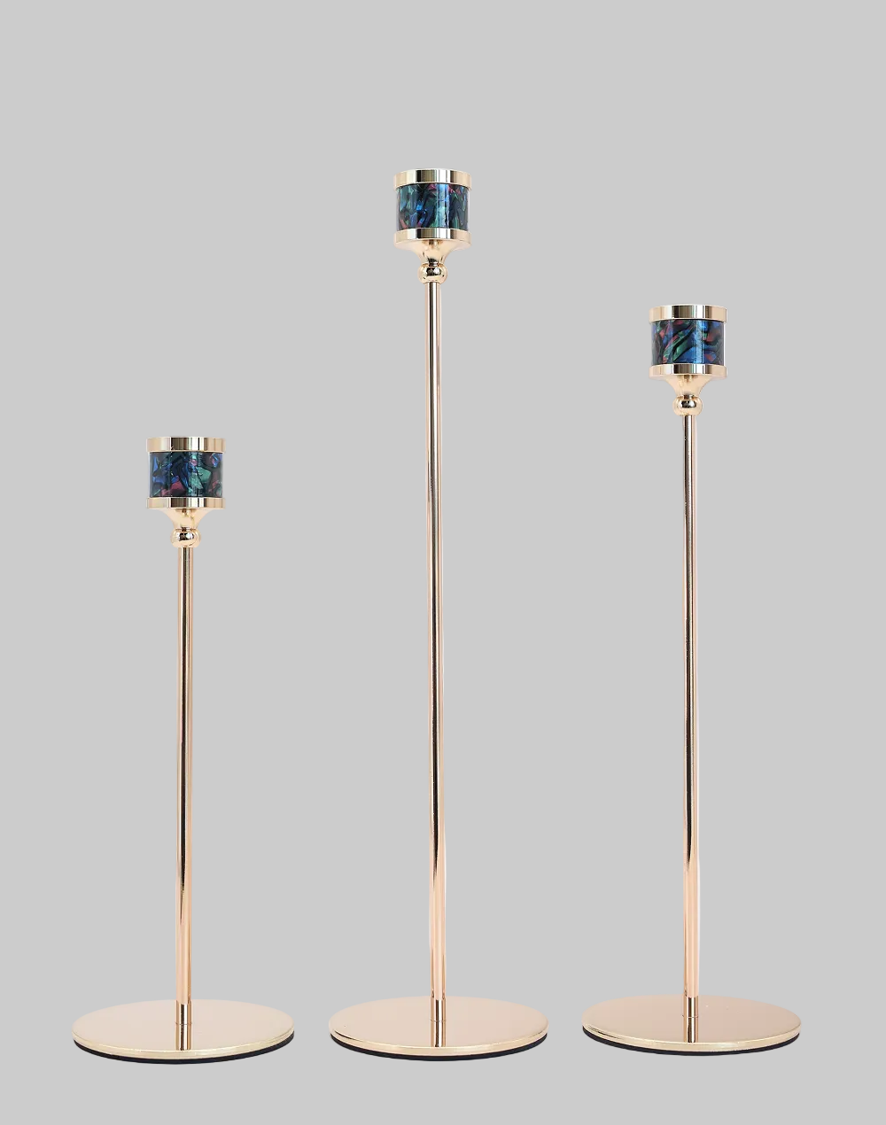 Noir Luxe Gold Taper Candle Holders - Set of 3