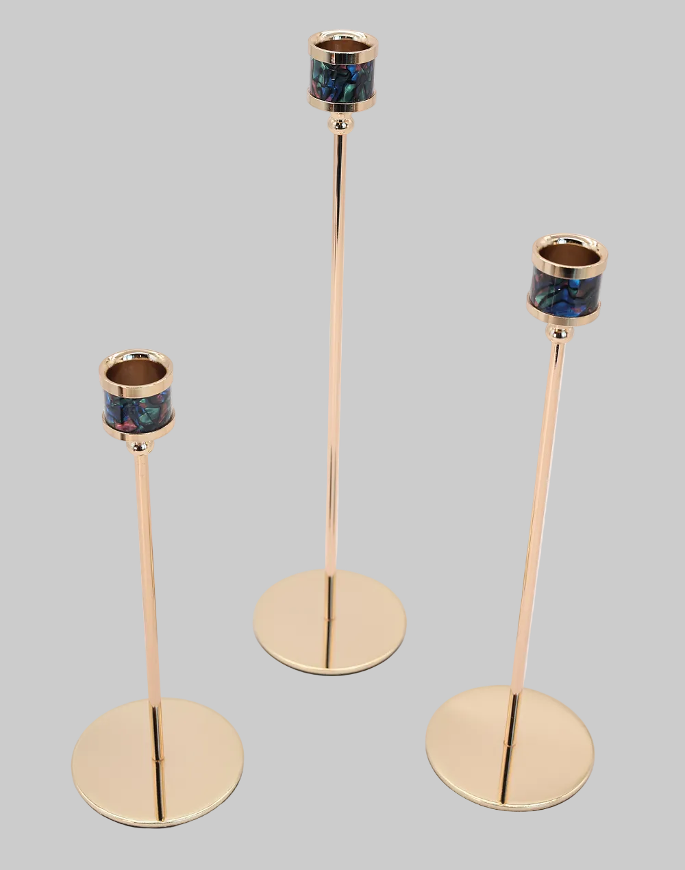 Noir Luxe Gold Taper Candle Holders - Set of 3