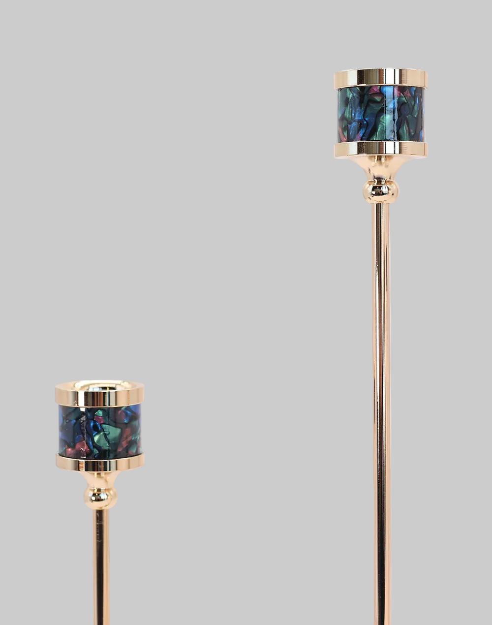 Noir Luxe Gold Taper Candle Holders - Set of 3