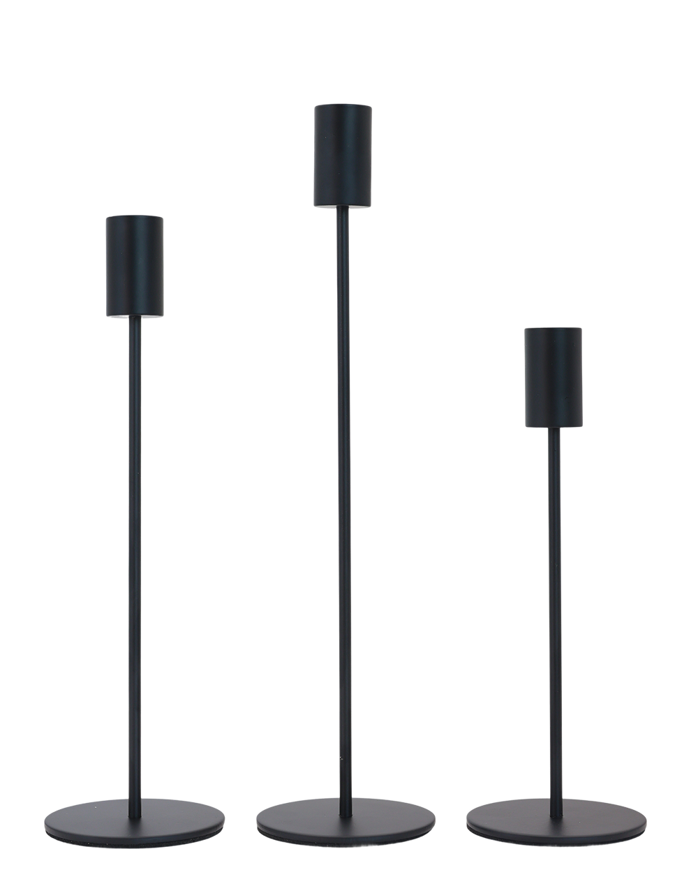 Midnight Column Candle Holders -Set of 3 Black